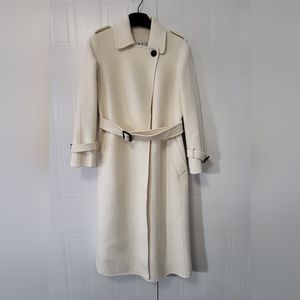 Women's 100% Wool Long Coat White Color US 4